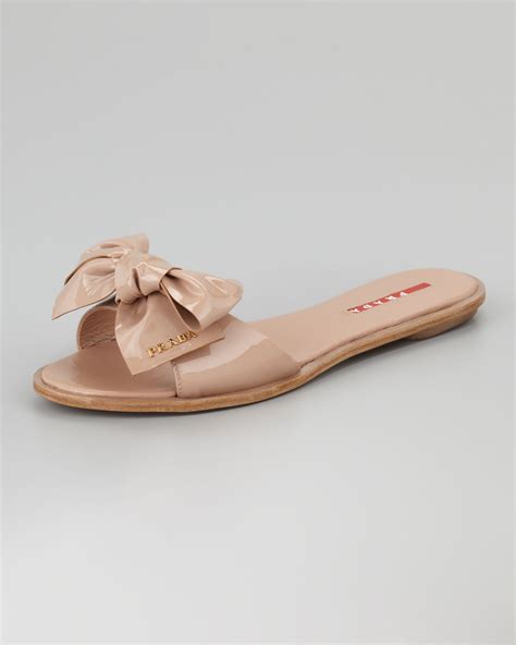 prada bow flat sandals|sandal prada original.